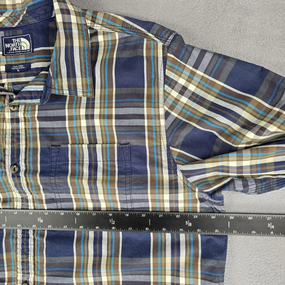 The North Face‎ Shirt Mens XL Blue Plaid Lightweight Cotton Button Up Casual